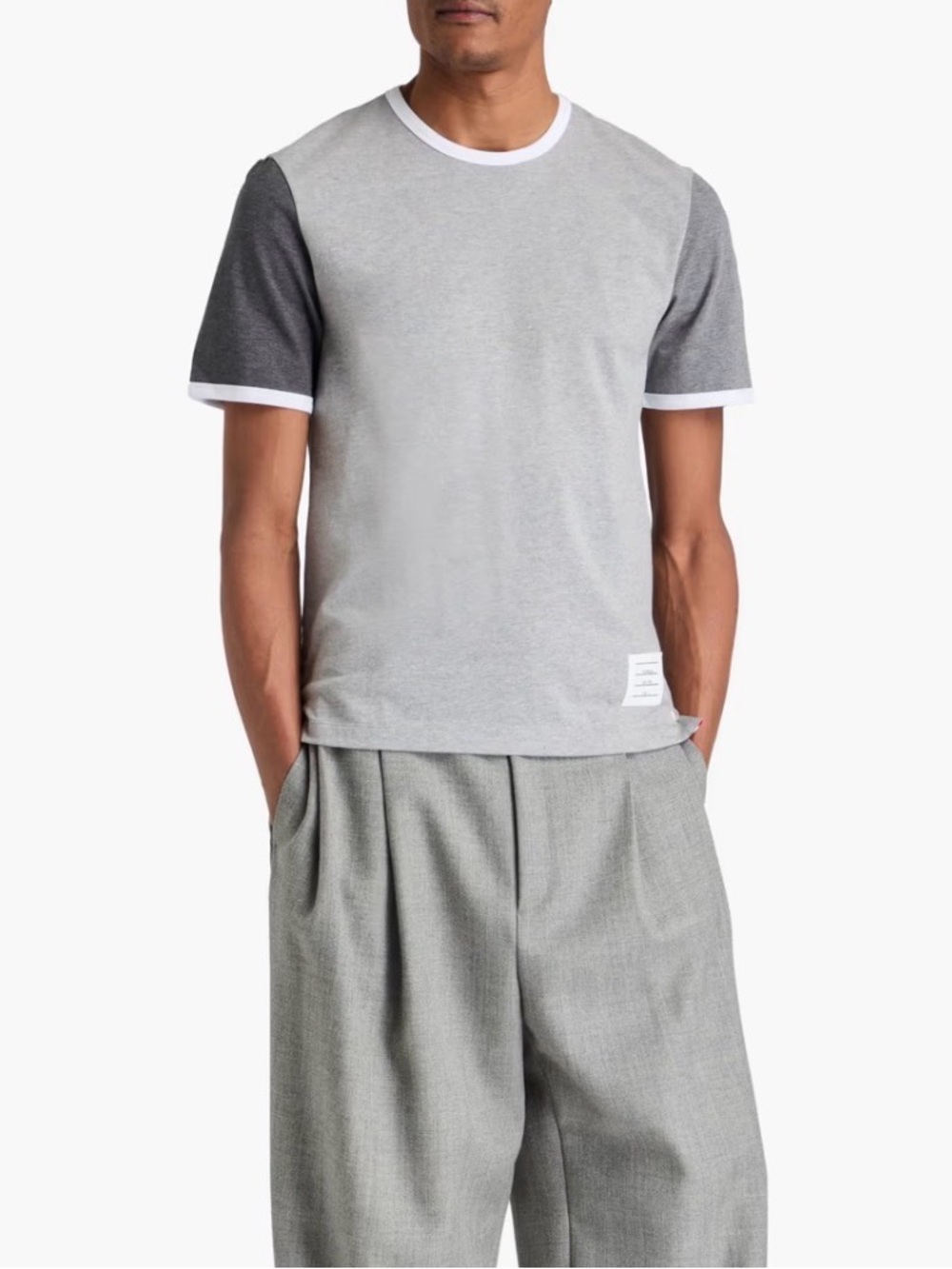 THOM BROWNE Color Block Crew Neck T-Shirt Size 1 small